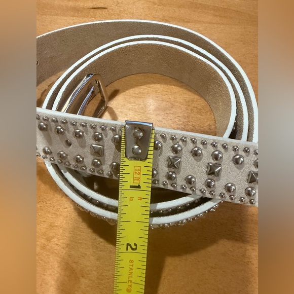 J.Crew Cream / White Silver Studded Embellished Belt - Picture 2 of 6